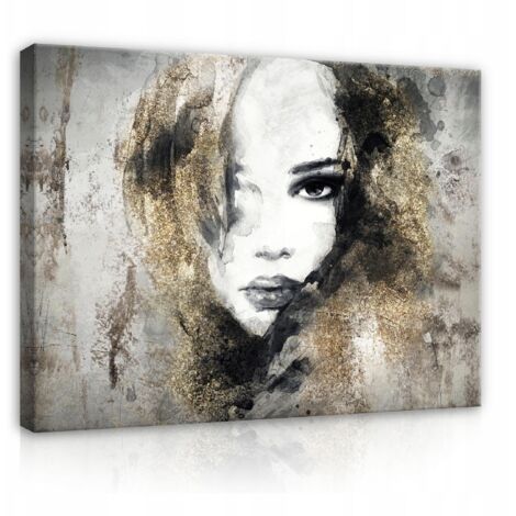 Peinture sur toile visage d'une femme bouche béton 60x40