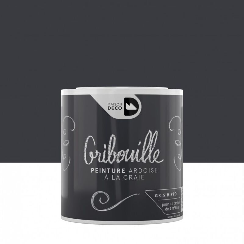 Peinture tableau craie gris hippo mat Gribouille 0.5 l - Maison Deco