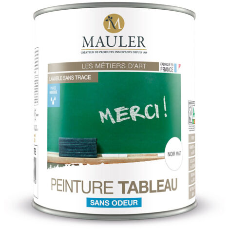 Peinture tableau noir haute résistance 1L mat noir – Phase aqueuse multisupport – Application intérieure et extérieure – Couvrante dès 2 couches – 1919 By Mauler