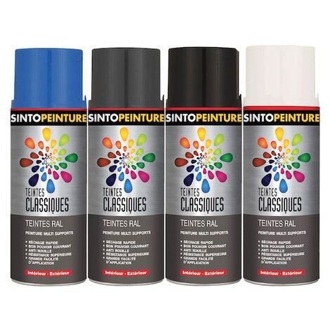 Peinture multi supports Sintopeinture Pro noir brillant aérosol de 400 ml - Noir RAL 9005