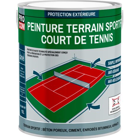 Peinture tennis, peinture terrain de sport, rénovation et protection de terrain sportif PROCOM ffffff 2.5 litres