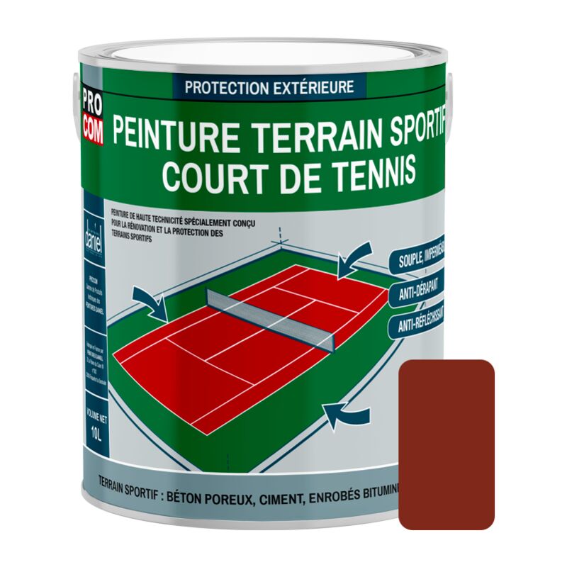Peinture tennis, peinture terrain de sport, rénovation et protection de terrain sportif Procom 772F21 2.5 litres