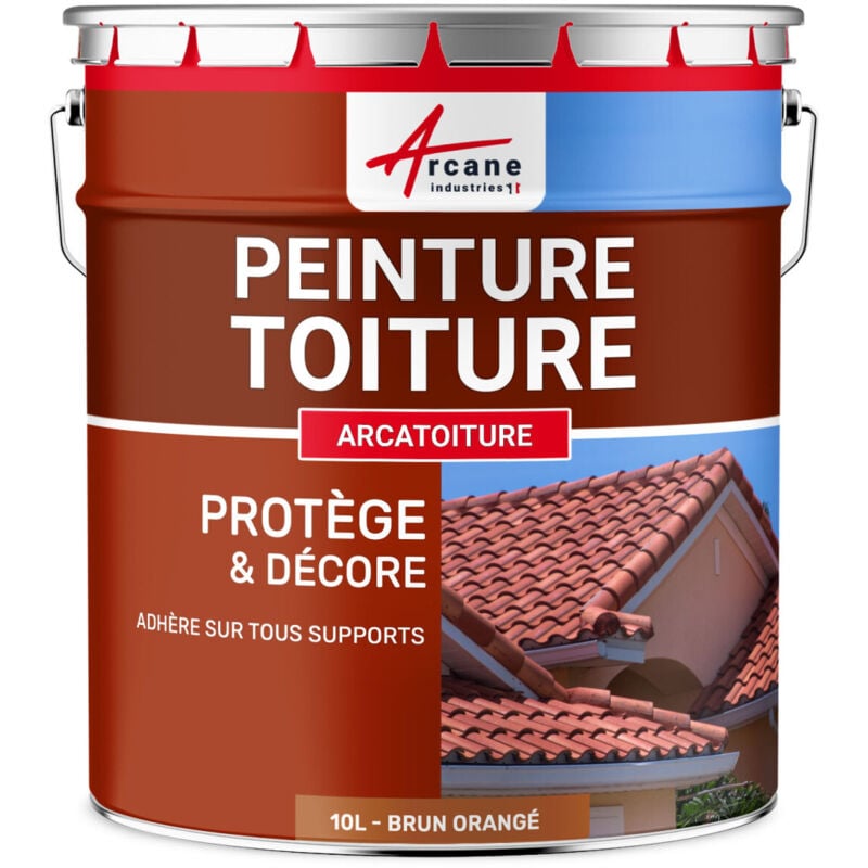 Arcane Industries - Peinture toiture tuile ciment terre cuite - 10 l Brun Orangé - ral 8023