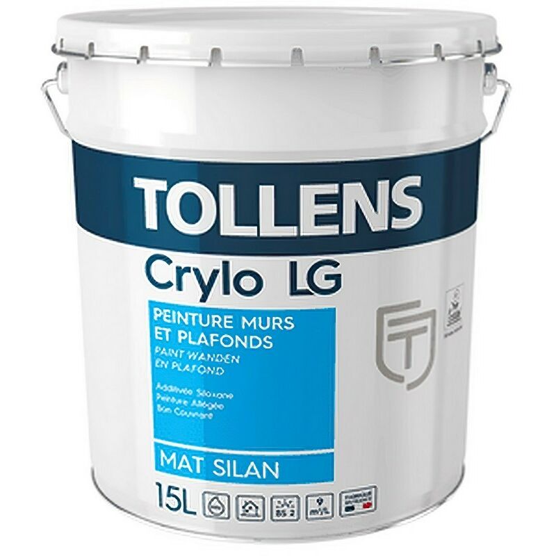 Peinture Tollens Crylo lg Mat Silan Intérieure, Allégée et Siloxanée 15L Couleur: Blanc - Conditionnement: 15 Litres