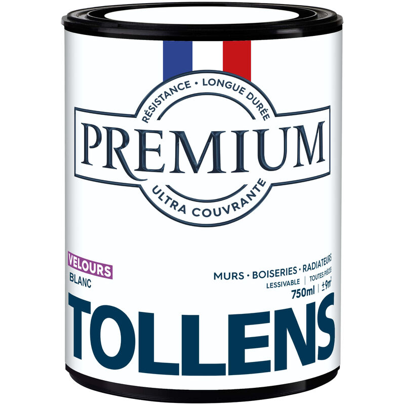 Peinture couleurs - Ultra Couvrante Tollens Résistante - Velours - Blanc - 0,75L