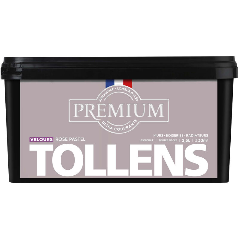 Peinture couleurs - Ultra Couvrante Tollens Résistante - Velours - Rose Pastel - 2,5L