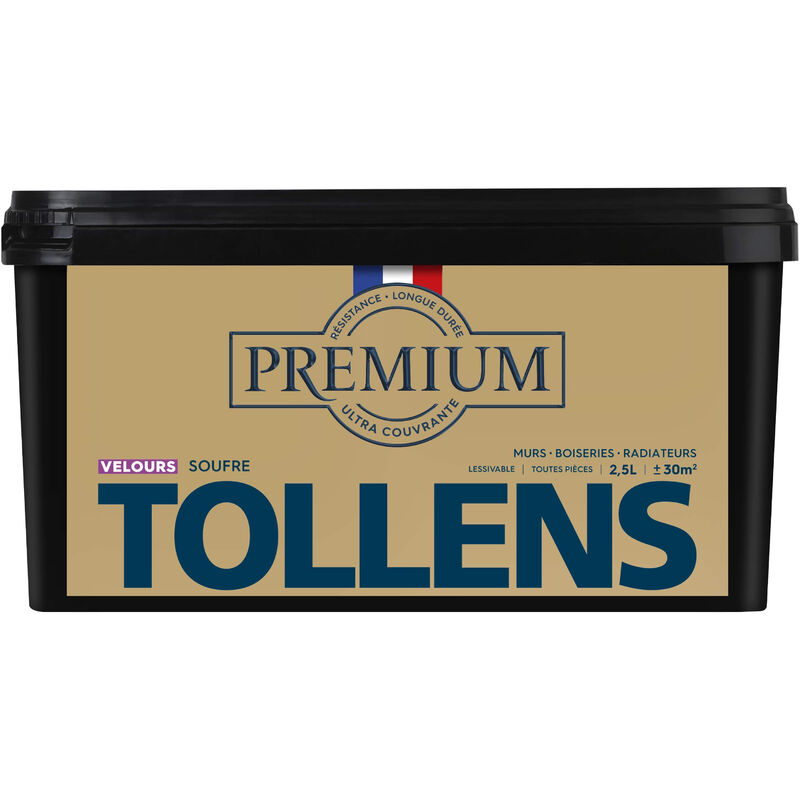 Peinture couleurs - Ultra Couvrante Tollens Résistante - Velours - Soufre - 2,5L