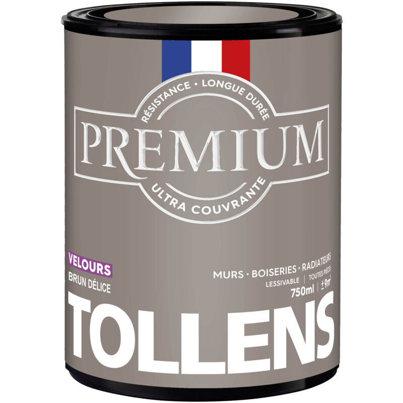 Peinture couleurs - Ultra Couvrante Tollens Résistante - Velours - Brun Délice - 0,75L