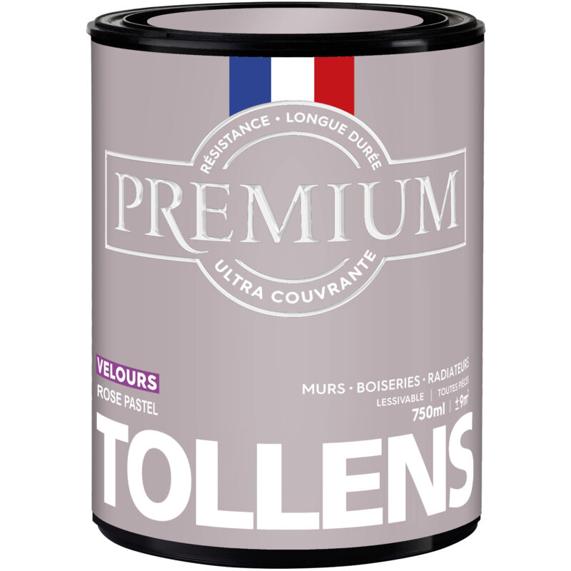 Peinture couleurs - Ultra Couvrante - TOLLENS - Résistante - Velours - Rose Pastel - 0,75L