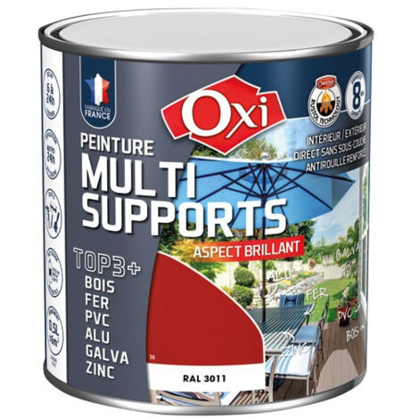 Peinture top 3 bois fer pvc 500ml bordeau brillant ral3011 - OXI
