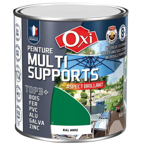 Peinture Top 3 Bois Fer Pvc 500ml Vert Jardin Brill. Ral6002 - Oxi