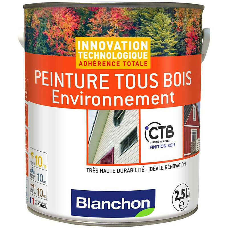Peinture tous bois Blanchon Environnement 2,5L blanc signalisation aspect satiné prêt à l'emploi