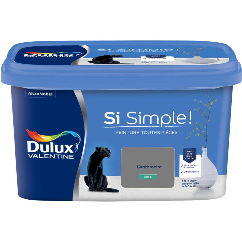 Peinture toutes pièces Si Simple Aspect Satin - L'Anthracite 2,5 l Dulux Valentine