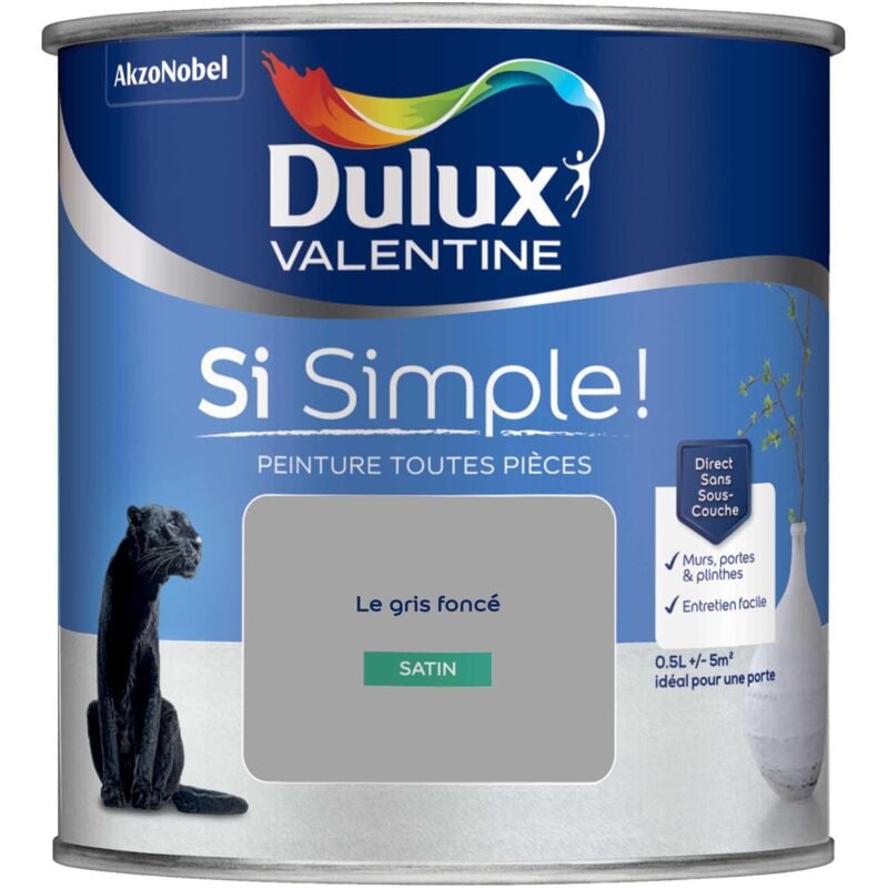 Peinture toutes pièces Dulux Valentine Si Simple Satin Le Gris Foncé 0,5 l
