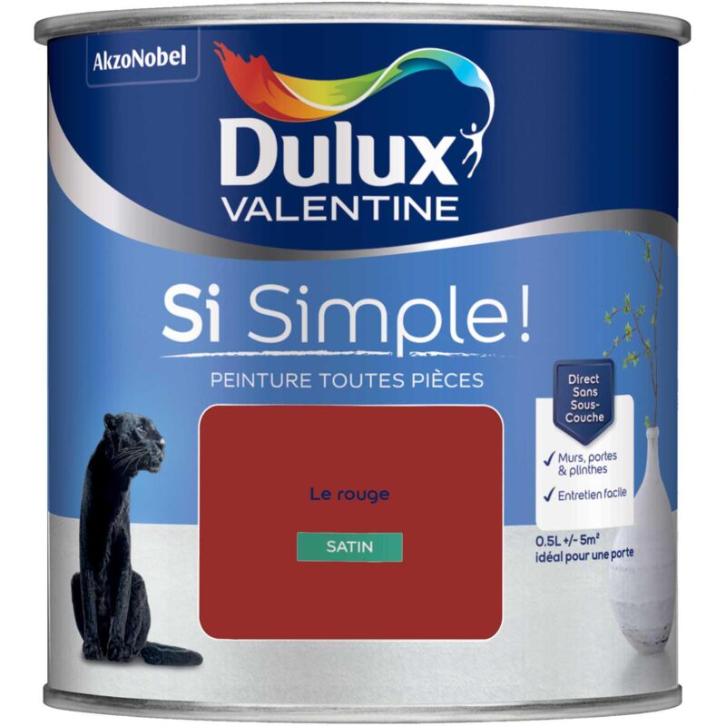 Peinture toutes pièces Dulux Valentine Si Simple Satin Le Rouge 0,5 L