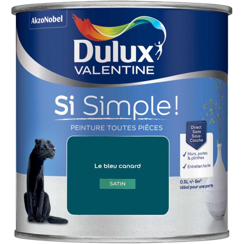 Peinture toutes pièces Dulux Valentine Si Simple Satin Le Bleu Canard 0,5 l