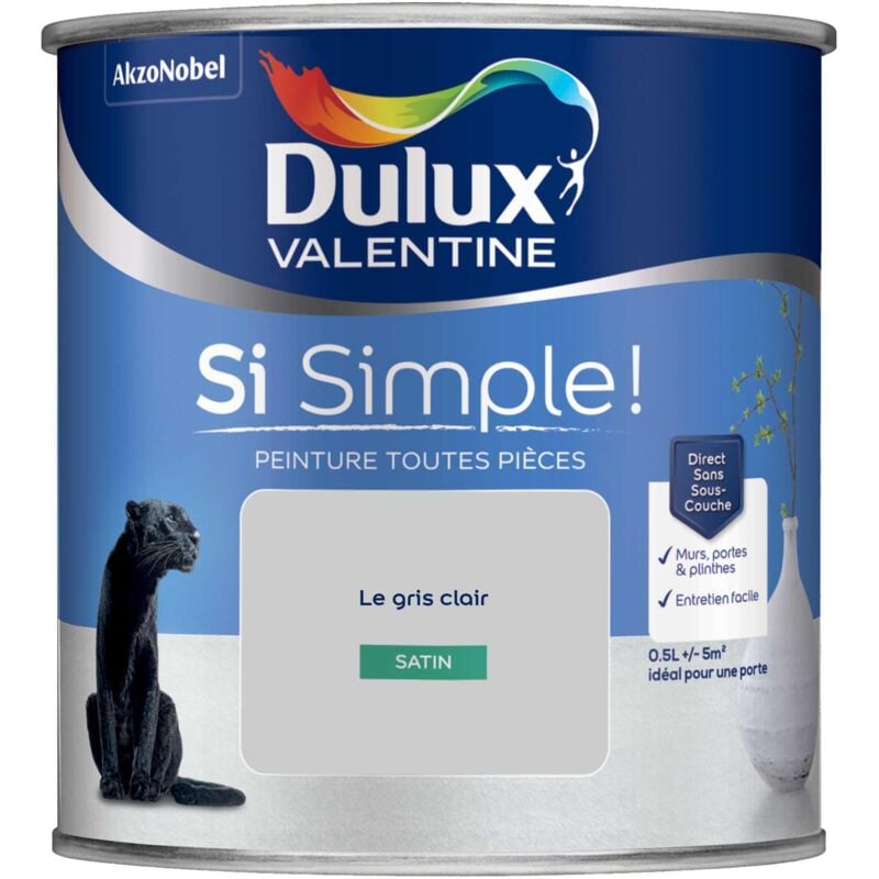 Peinture toutes pièces Dulux Valentine Si Simple Satin Le Gris Clair 0,5 l