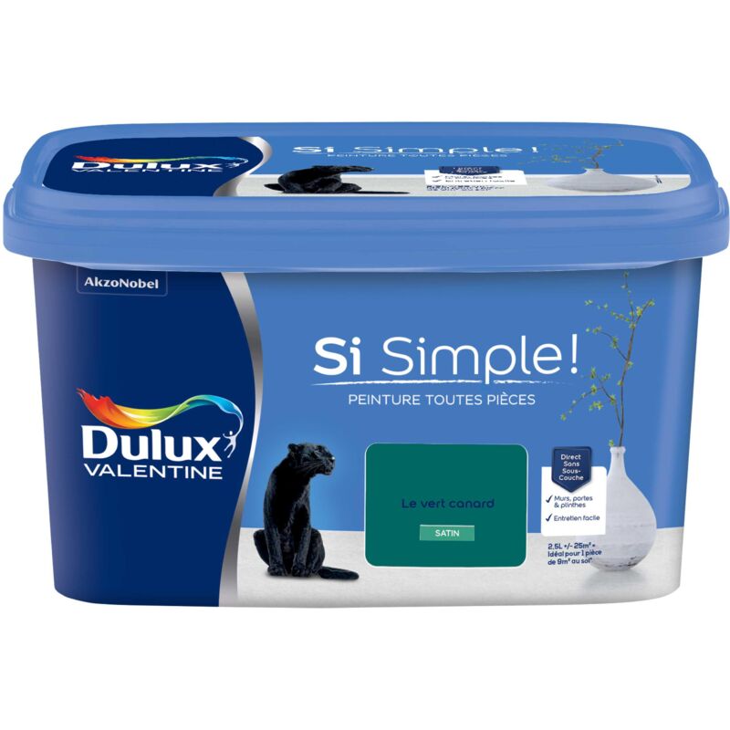 Peinture toutes pièces Si Simple Aspect Satin - Le Vert canard 2,5 L - Dulux Valentine