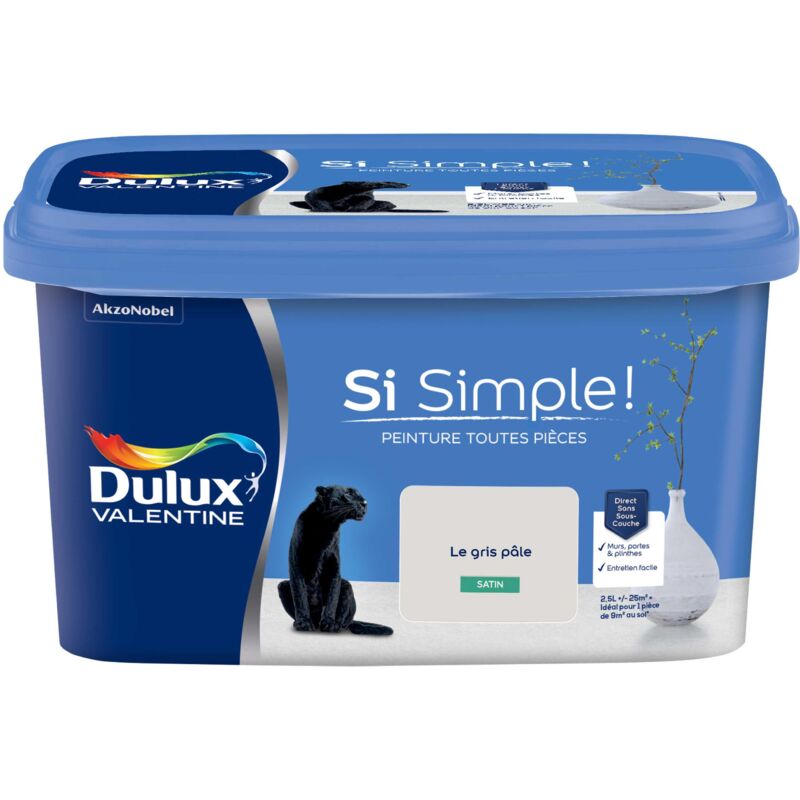 Peinture toutes pièces Si Simple Aspect Satin - Le Gris Pâle 2,5 l Dulux Valentine