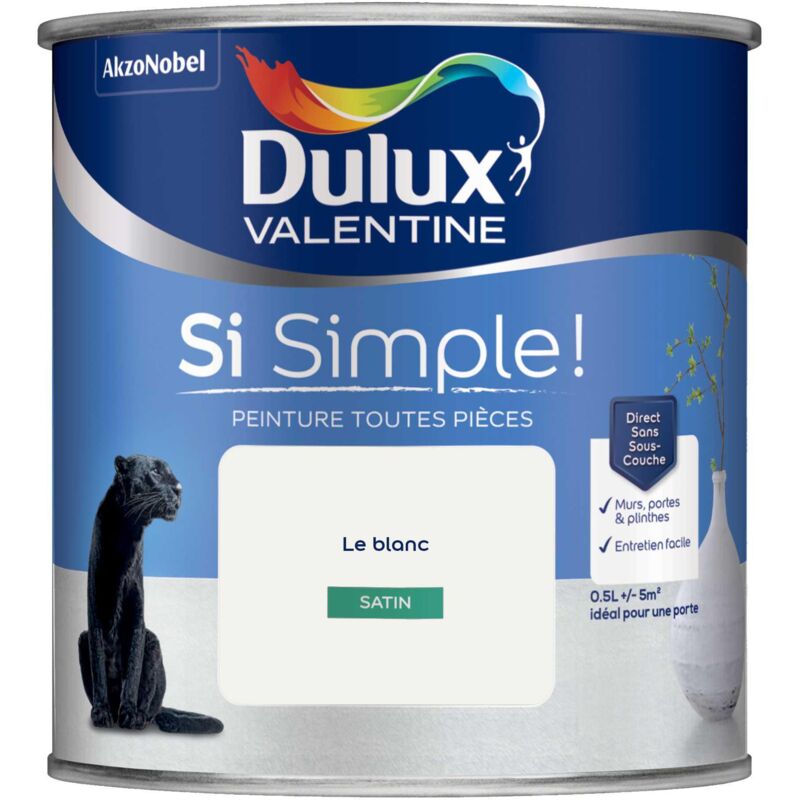 Peinture toutes pièces Dulux Valentine Si Simple Satin Le Blanc 0,5 l