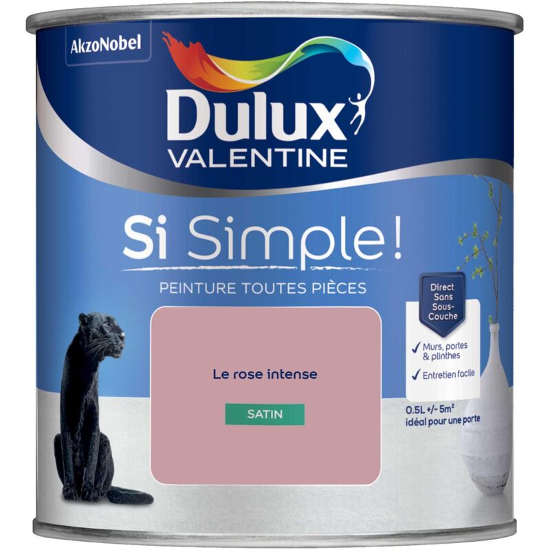 Peinture toutes pièces Dulux Valentine Si Simple Satin Le Rose Intense 0,5 l