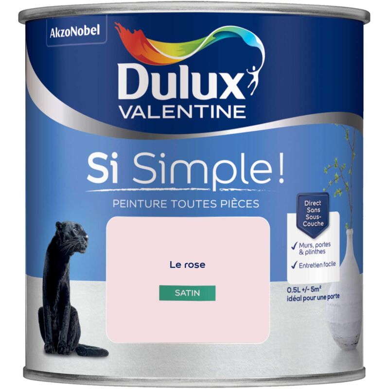 Peinture toutes pièces Dulux Valentine Si Simple Satin Le Rose 0,5 l