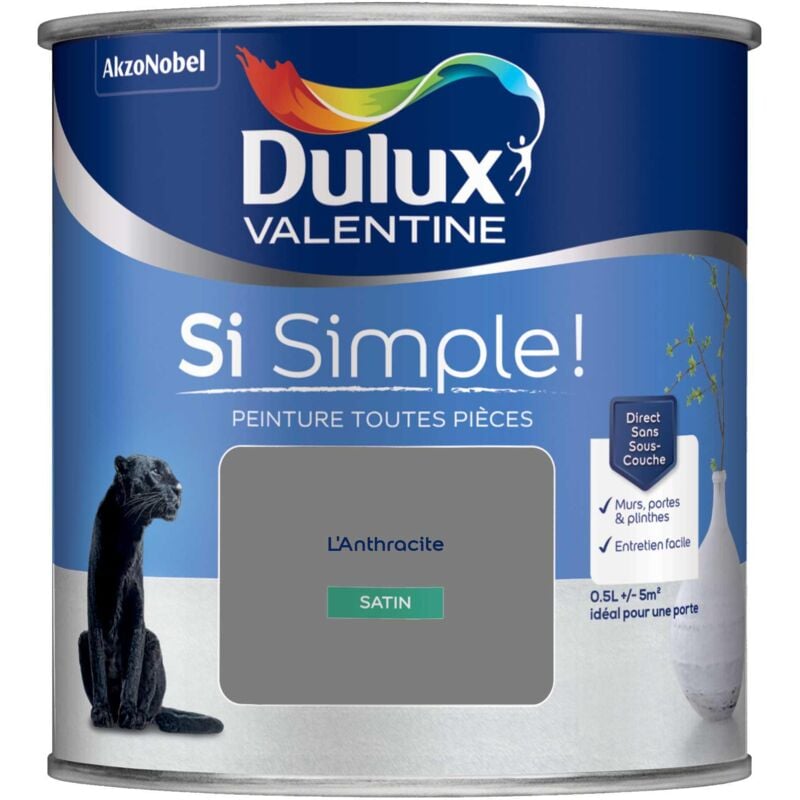 Peinture toutes pièces Dulux Valentine Si Simple Satin L'Anthracite 0,5 l