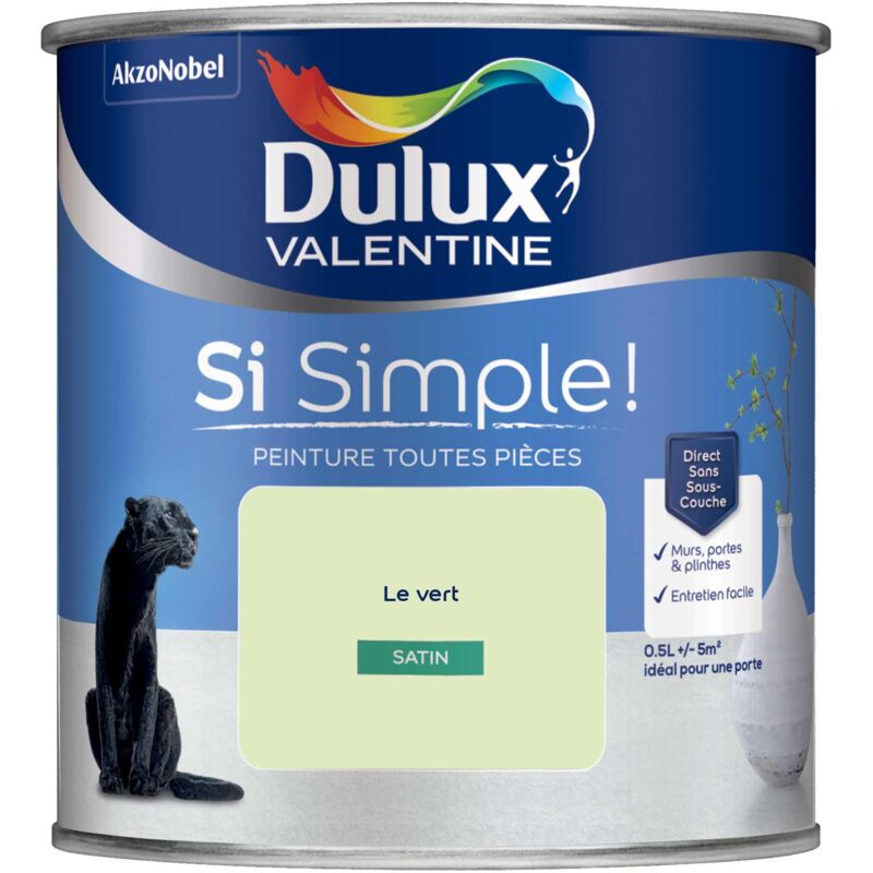 Peinture toutes pièces Dulux Valentine Si Simple Satin Le Vert 0,5 l