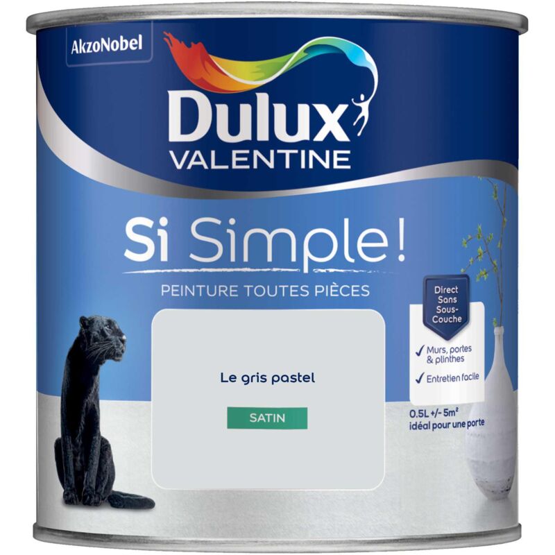 Peinture toutes pièces Dulux Valentine Si Simple Satin Le Gris Pastel 0,5 l