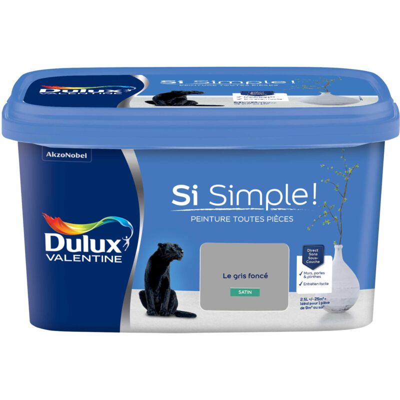 Peinture toutes pièces Si Simple Aspect Satin - Le Gris Foncé 2,5 l Dulux Valentine