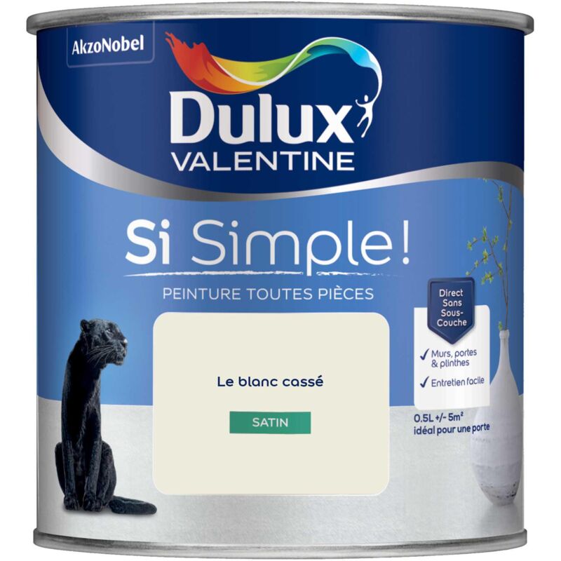 Peinture toutes pièces Dulux Valentine Si Simple Satin Le Blanc Cassé 0,5 l