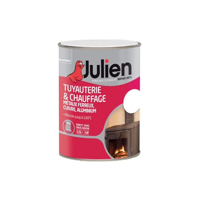 Julien - Peinture tuyauterie chauffage brillant 250ml blanc