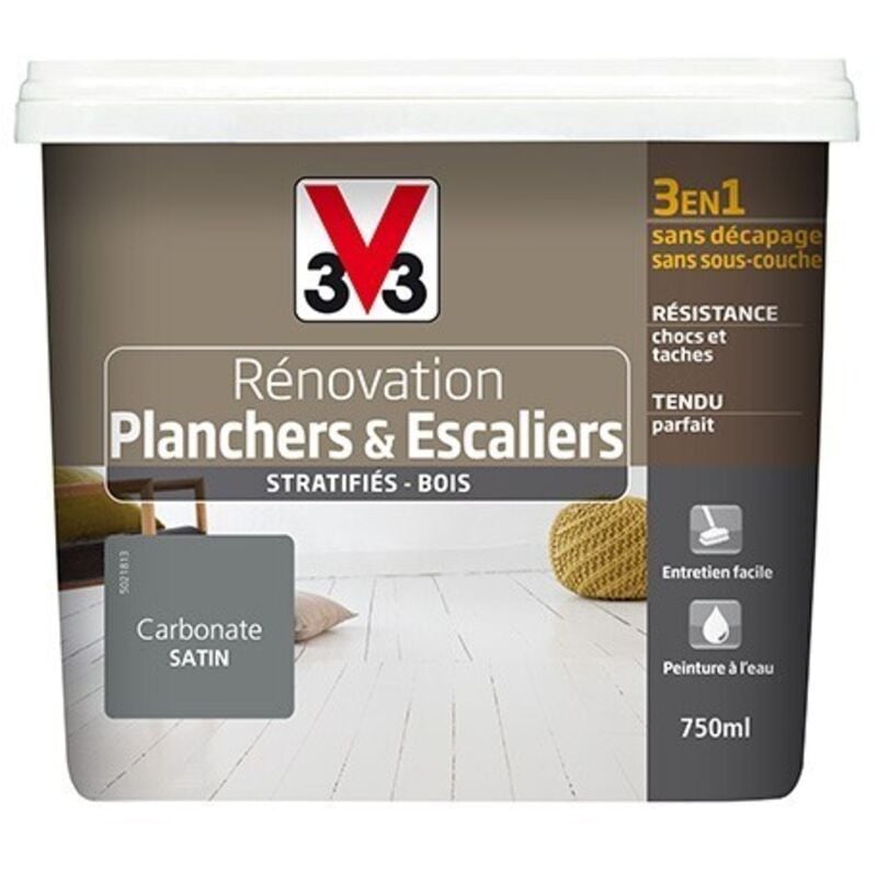 Peinture V33 Rénovation Planchers & Escaliers (Stratifiés-Bois) Carbonate 0,75 l