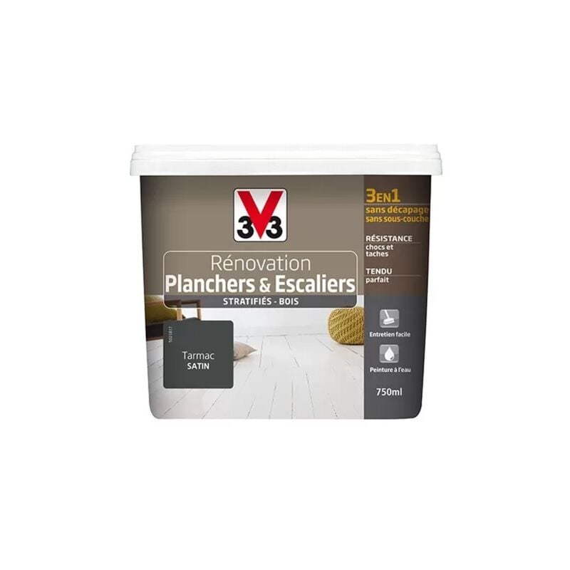 Peinture V33 Rénovation Planchers & Escaliers (Stratifiés-Bois) Tarmac 0,75 l