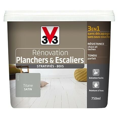 Peinture V33 Rénovation Planchers & Escaliers (Stratifiés-Bois) Titane 0,75 L