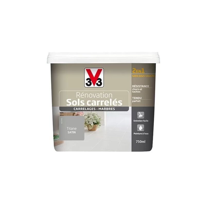 Peinture V33 Rénovation Sols Carrelés (Carrelages - Marbres) 2 en 1 Satin Titane 0,75 l