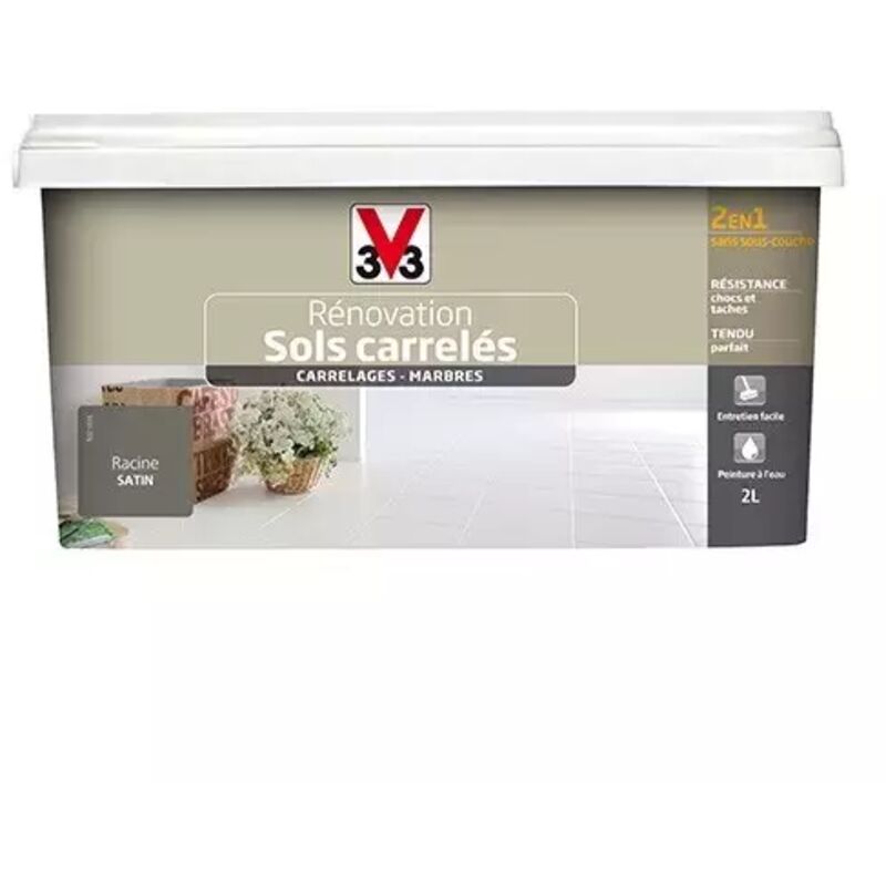 Peinture V33 Rénovation Sols Carrelés (Carrelages - Marbres) 2 en 1 Satin Racine 2 L