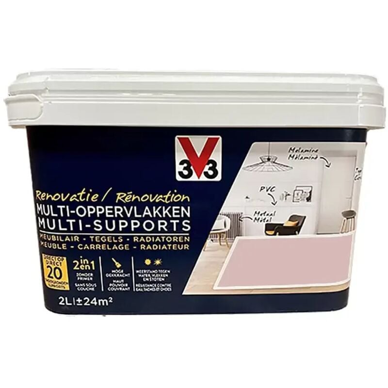V33 - Peinture Rénovation Multi-Supports Rose bohème 2 l