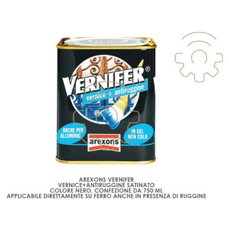 Peinture Vernifer + antirouille satinA e couleur noire 750 ml application directe peinture antirouille A mail