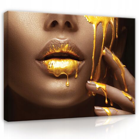 Peinture visage de femme bouche sur toile Murale 100x70