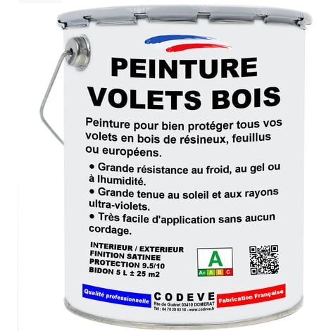 Peinture Volets Bois -  5 L   - Codeve Bois - RAL 7016 - Gris anthracite - Pour La Protection De Votre Volet, Persienne, Fenêtre, Portail Bois.