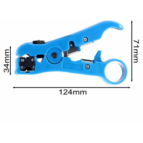 Pelacables eléctrico multifuncional, alicates para cable coaxial, cortador pelacables para UTP/STP RG59 RG6 RG7 RG11 azul