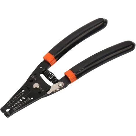 Pelacables multifuncional para cortar, pelar y crimpar cables eléctricos: herramienta ergonómica para electricistas y profesionales del bricolaje.