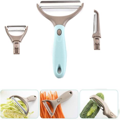 Pelador, Pelador de Papas, Pelador 3 en 1 de Acero Inoxidable para Frutas, Verduras Pelador de Verduras y Juliana. Pelador de frutas y verduras multifunción. (azul)