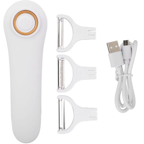 Pelapatate elettrico a 3 pezzi, pelapatate elettrico USB portatile, pelapatate per asparagi, pelapatate per frutta e verdura ricaricabile con 3 testine di taglio per uso domestico, pelapatate elettric
