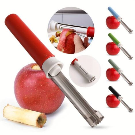 Pelapatate telescopico per frutta e verdura, pelapatate e levatorsoli multifunzione in acciaio inox, utensile da cucina 2 in 1 (rosso)