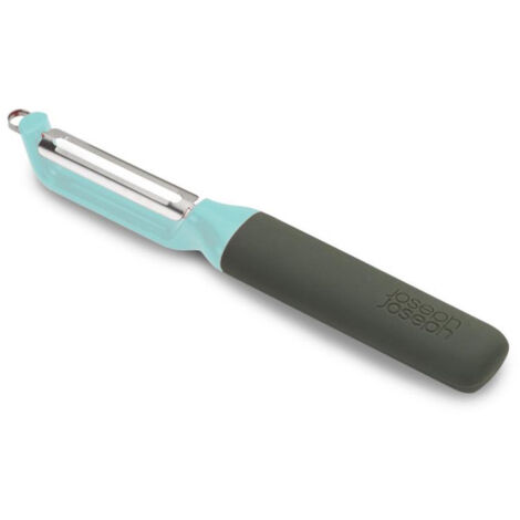 Pelatore rotante Joseph Joseph Duo - lama di acciaio inox che segue il contorno, manico antiscivolo con leva occhi di, compatto e lavabile in lavastoviglie