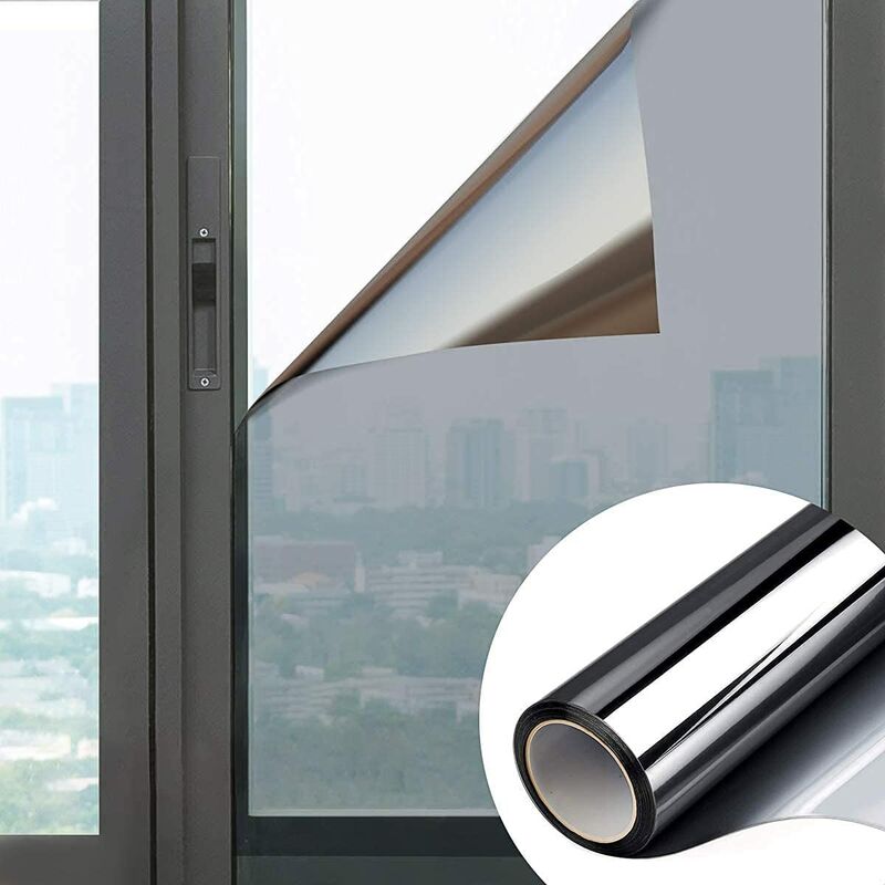 

Película de espejo autoadhesiva película solar para ventanas 99% anti calor anti UV anti luz anti vista pantalla de privacidad tienda de oficina en