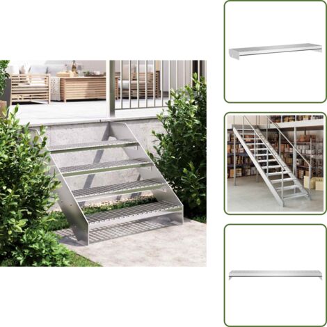 Peldaño de rejilla - vidaXL Peldaño de rejilla acero galvanizado 90x24x7 cm - Peldaño galvanizado