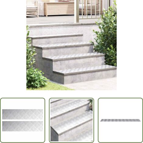 Peldaño -  Peldaño Rectangular 2 pcs Plateado 100 x 25 cm Aluminio